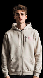 LIMITED DROP – JESUS CHRIST Hoodie-Vest – Zandkleur | Blessed Edition