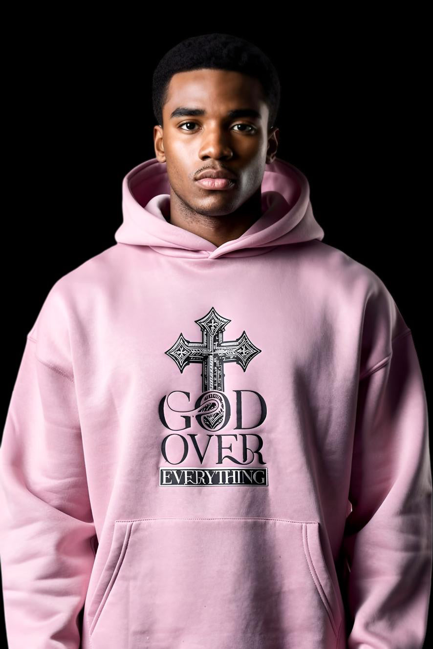 GOD OVER EVERYTHING – Faithwear pink Hoodie