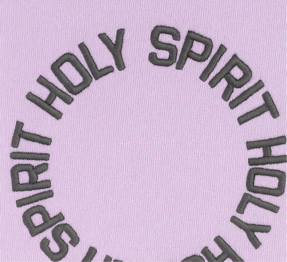 🌸 Holy Spirit – Geborduurd Design op Lavendelkleurige Stof unisex oversized