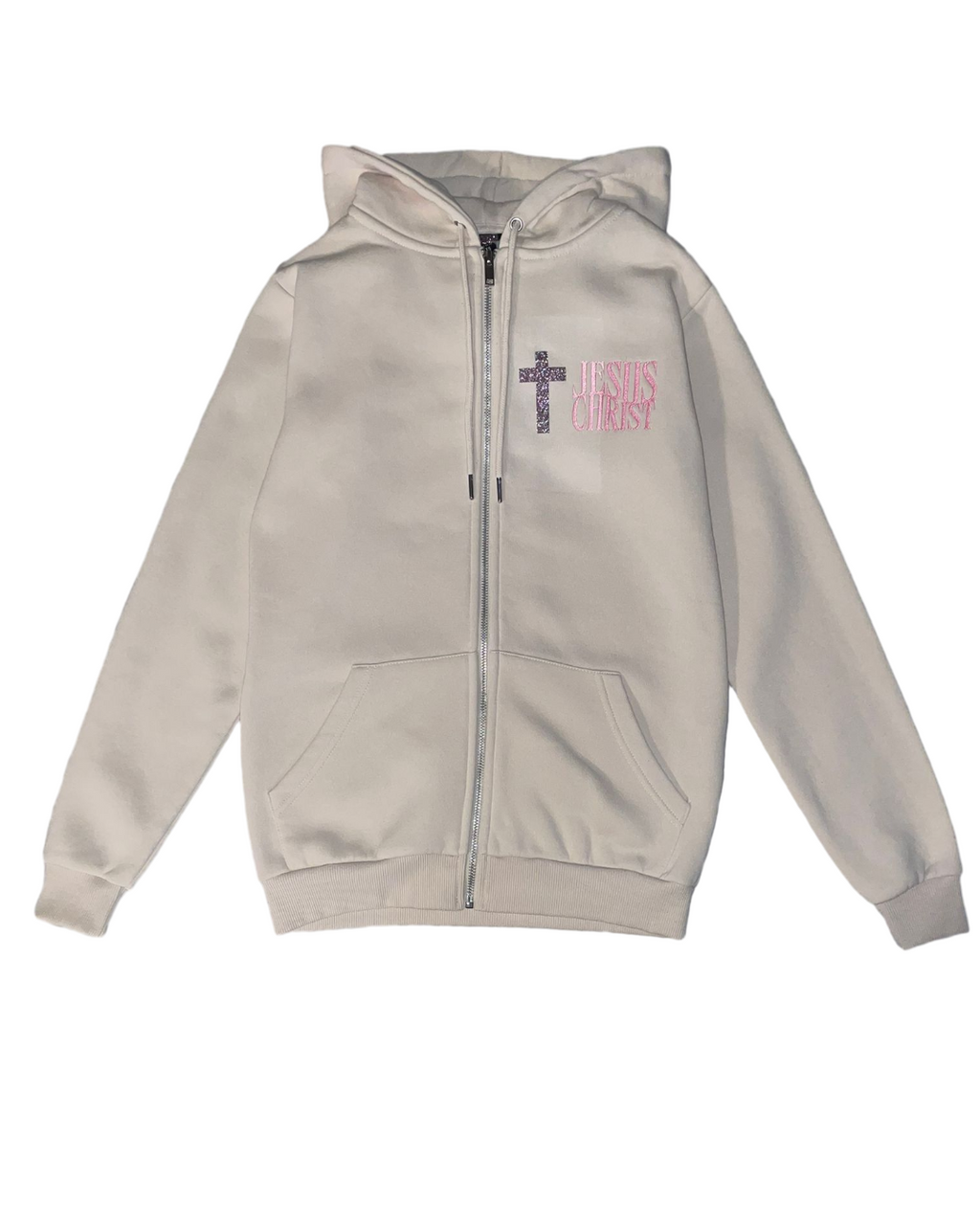 LIMITED DROP – JESUS CHRIST Hoodie-Vest – Zandkleur | Blessed Edition