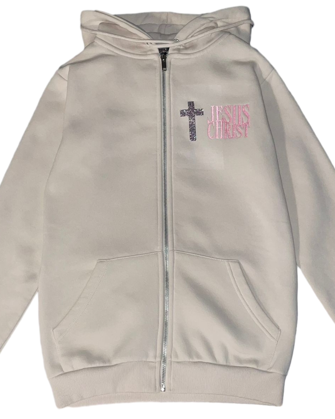 LIMITED DROP – JESUS CHRIST Hoodie-Vest – Zandkleur | Blessed Edition
